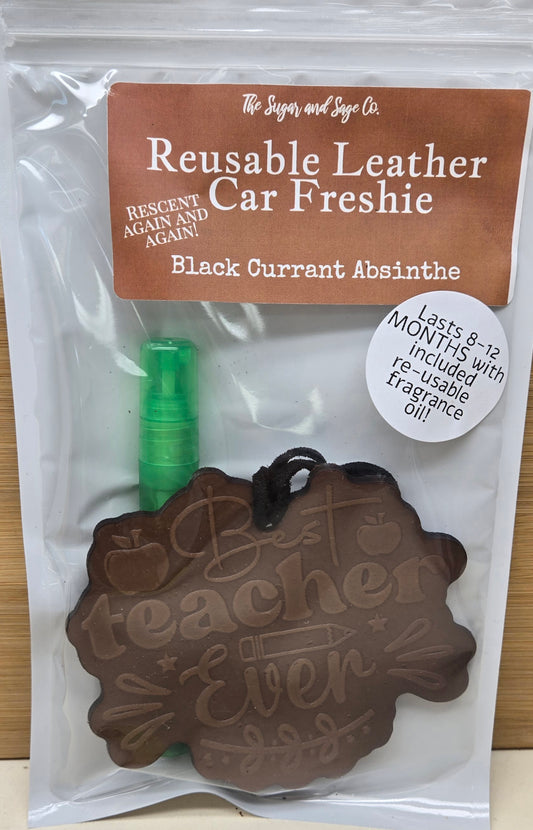 Black Currant Absinthe Reusable Leather Car Freshie