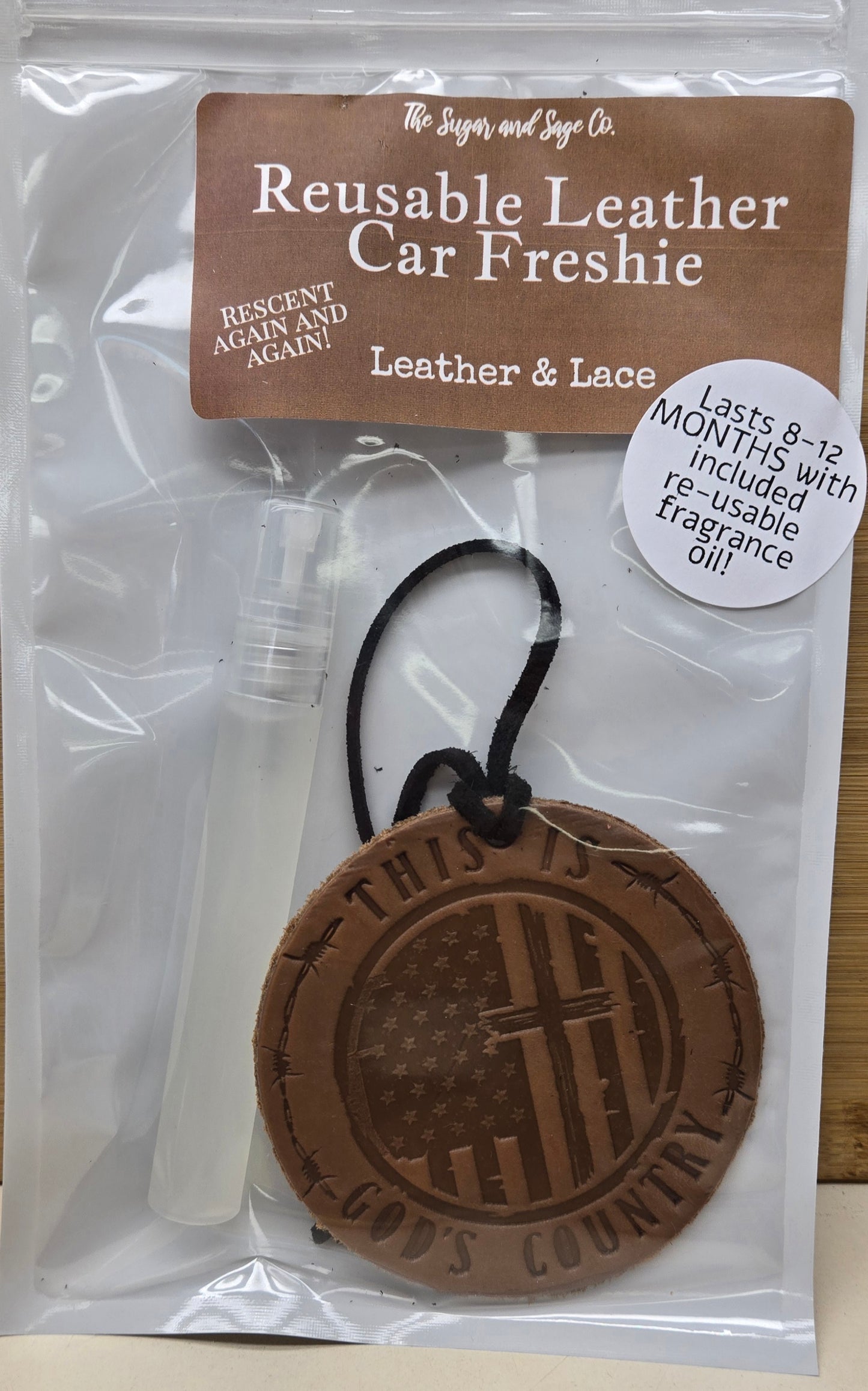 Leather & Lace Reusable Leather Car Freshie