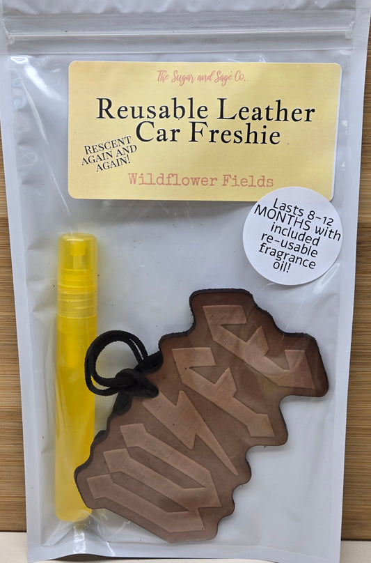 Wildflower Fields Reusable Leather Car Freshie