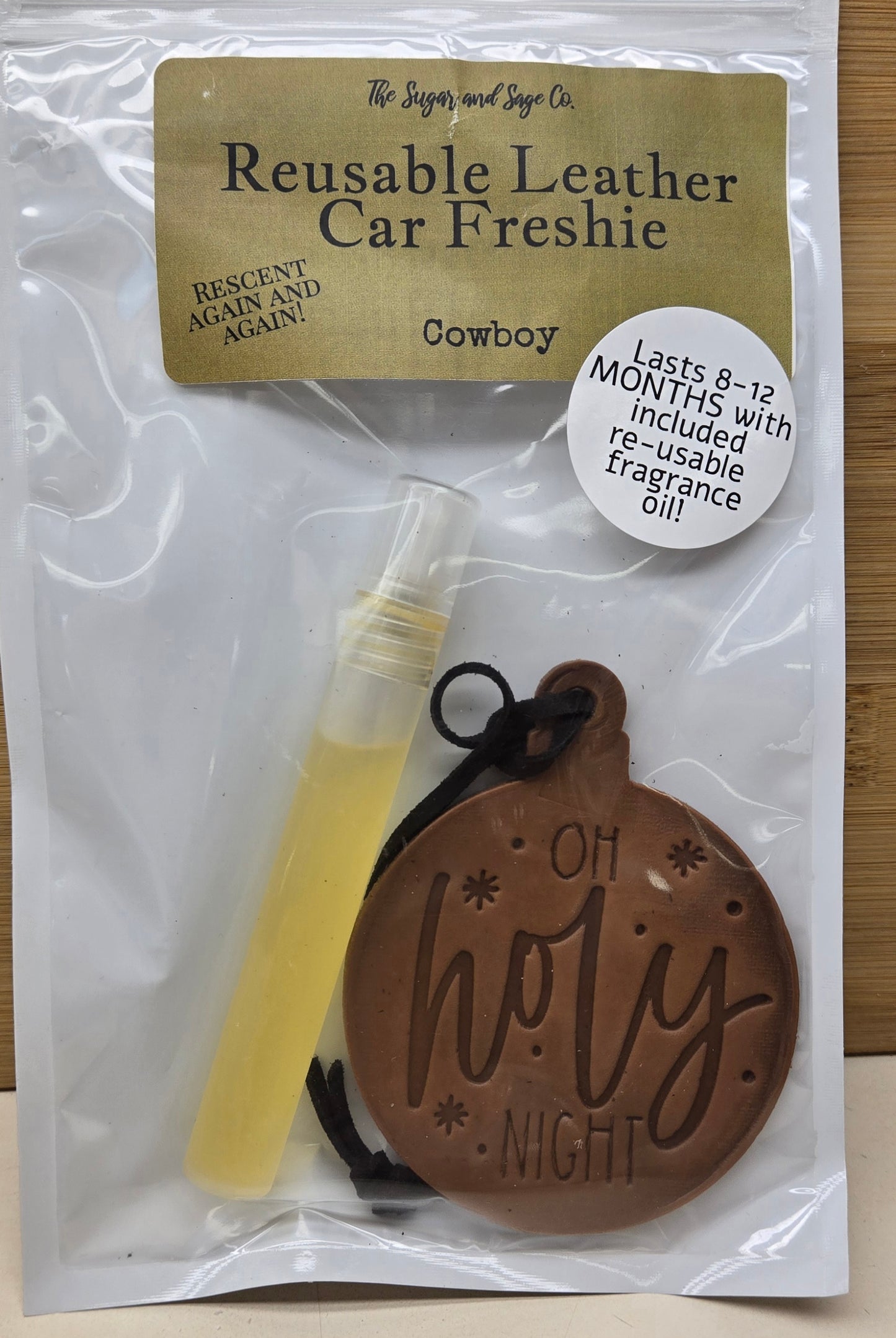 Cowboy Reusable Leather Car Freshie