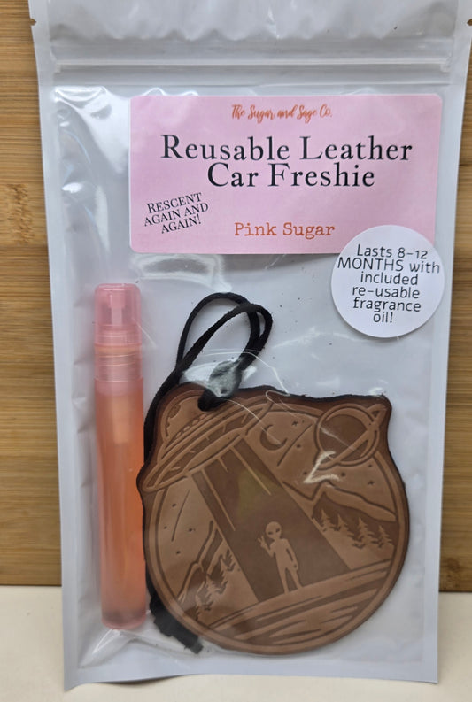 Pink Sugar Reusable Leather Car Freshie