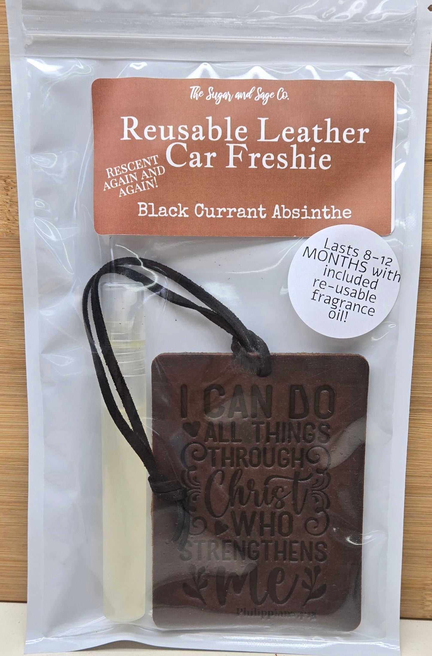 Black Currant Absinthe Reusable Leather Car Freshie