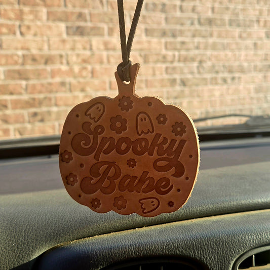 Mahogany Teakwood Reusable Leather Car Freshie