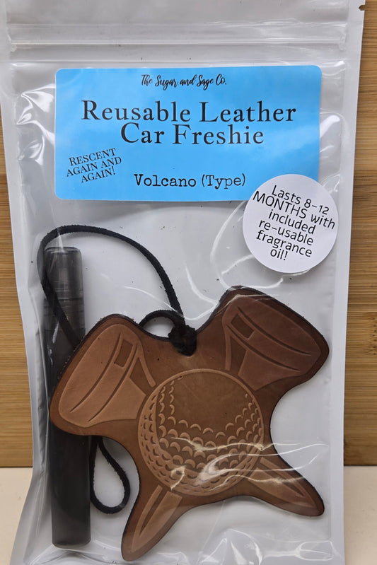 Volcano Reusable Leather Car Freshie
