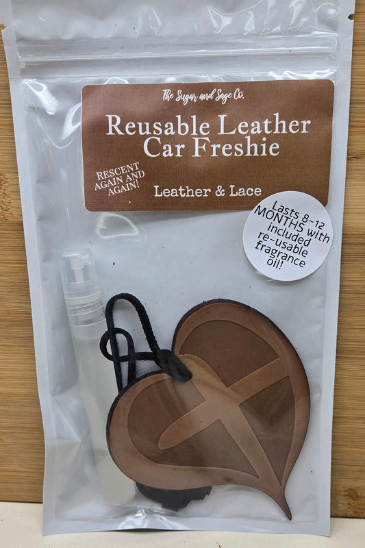 Leather & Lace Reusable Leather Car Freshie