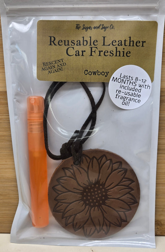 Cowboy Reusable Leather Car Freshie