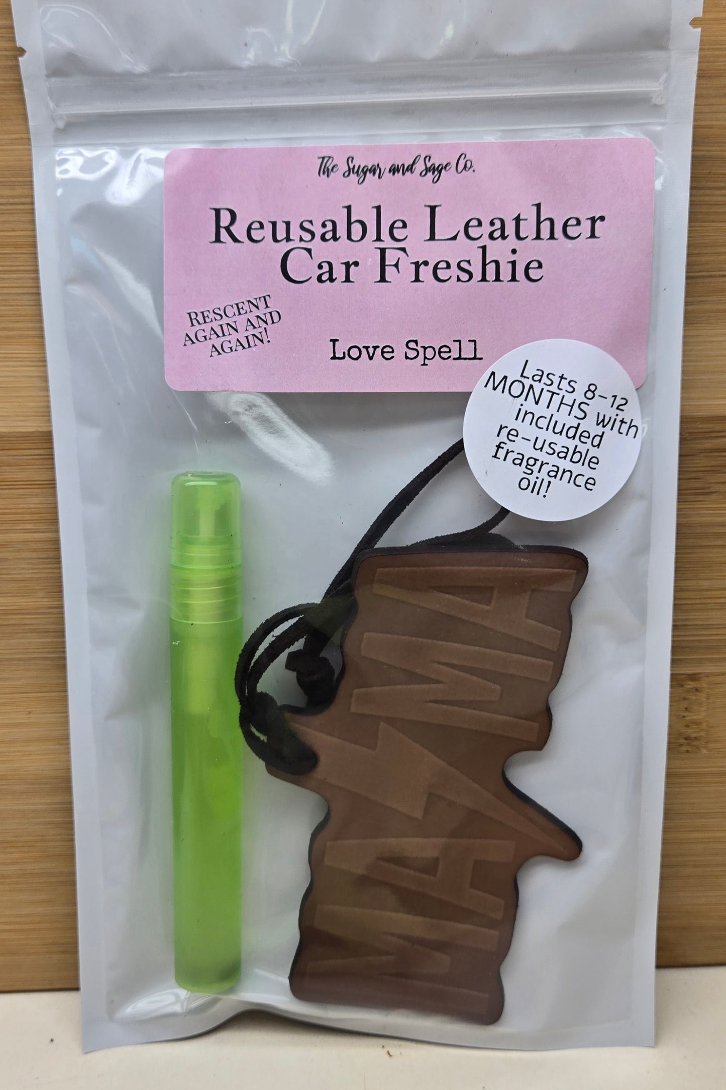 Love Spell (Type) Reusable Leather Car Freshie