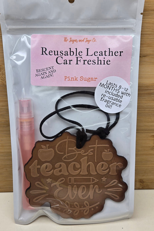 Pink Sugar Reusable Leather Car Freshie