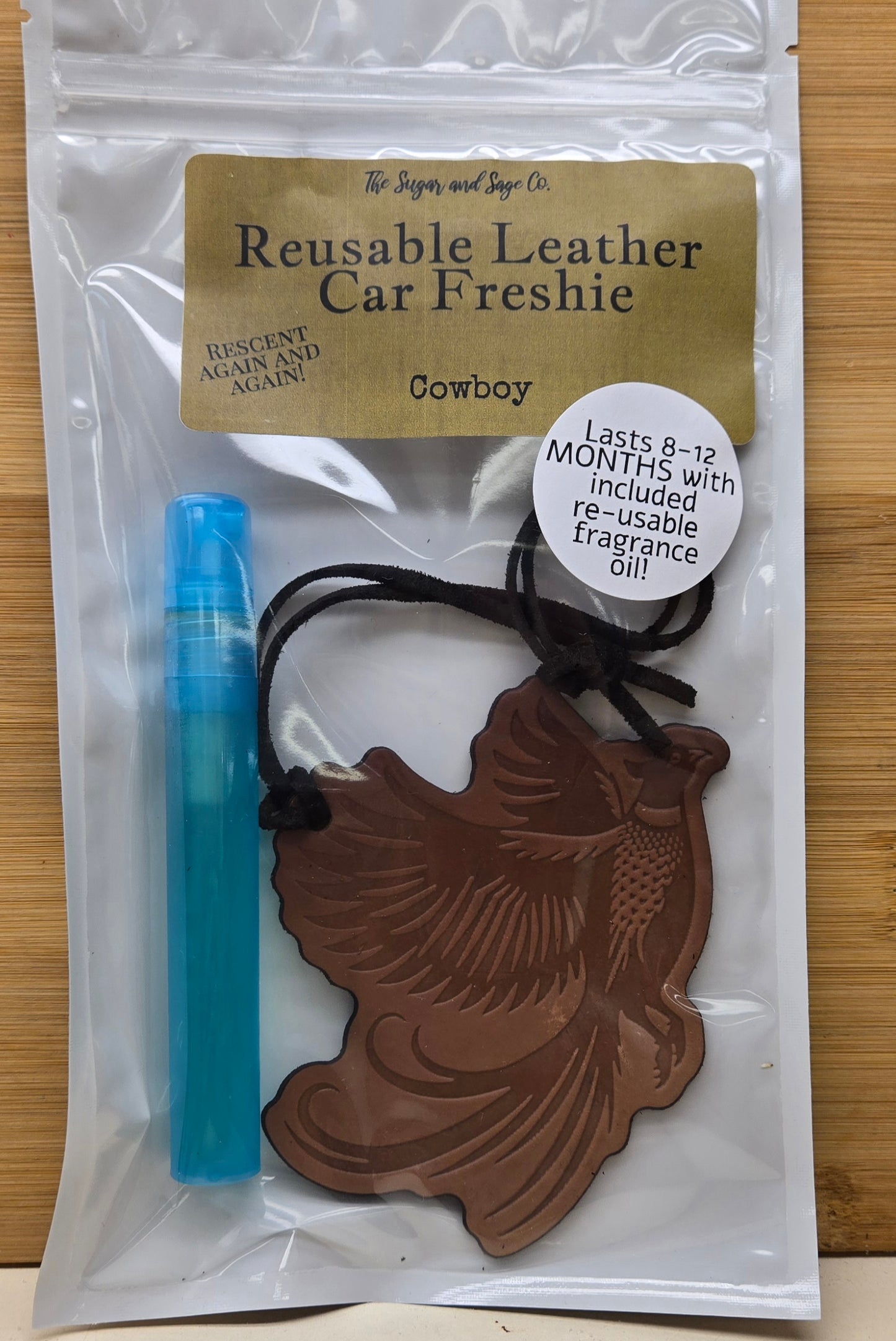 Cowboy Reusable Leather Car Freshie