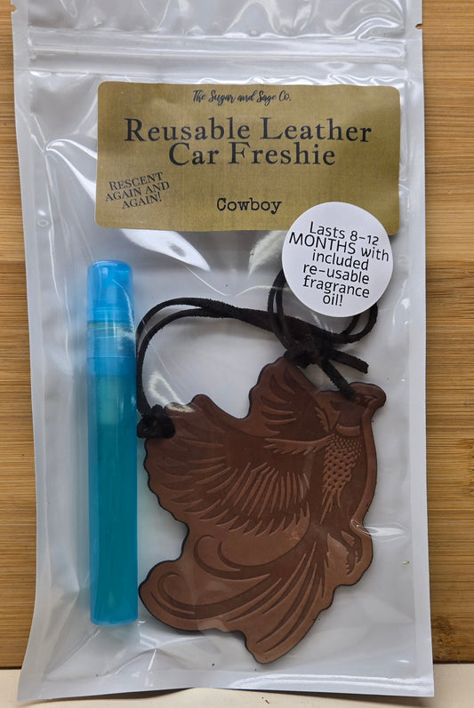 Cowboy Reusable Leather Car Freshie