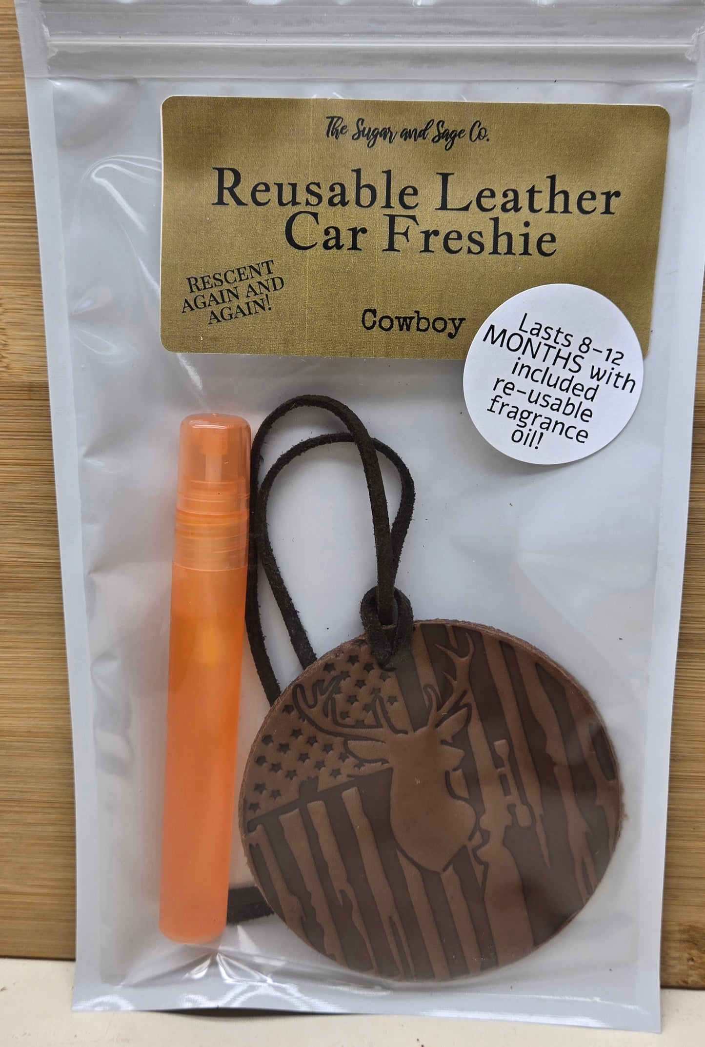 Cowboy Reusable Leather Car Freshie