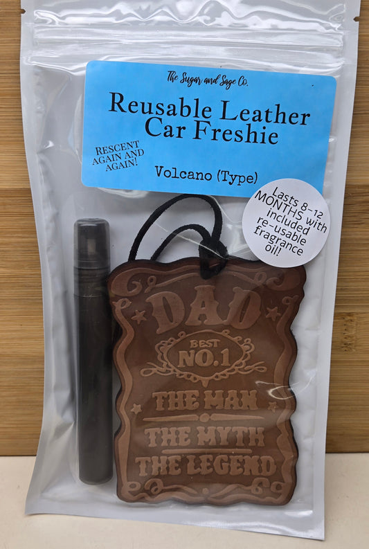 Volcano Reusable Leather Car Freshie