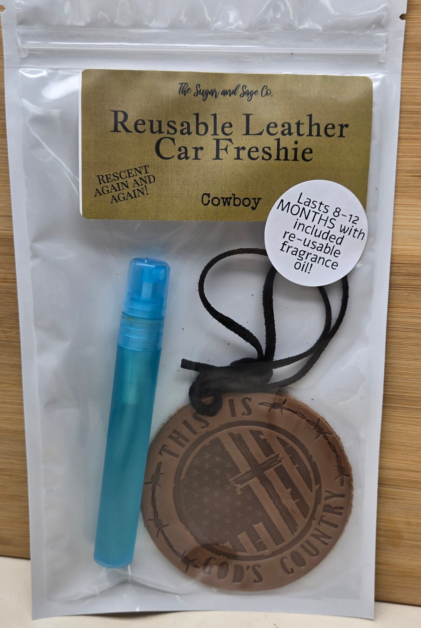 Cowboy Reusable Leather Car Freshie